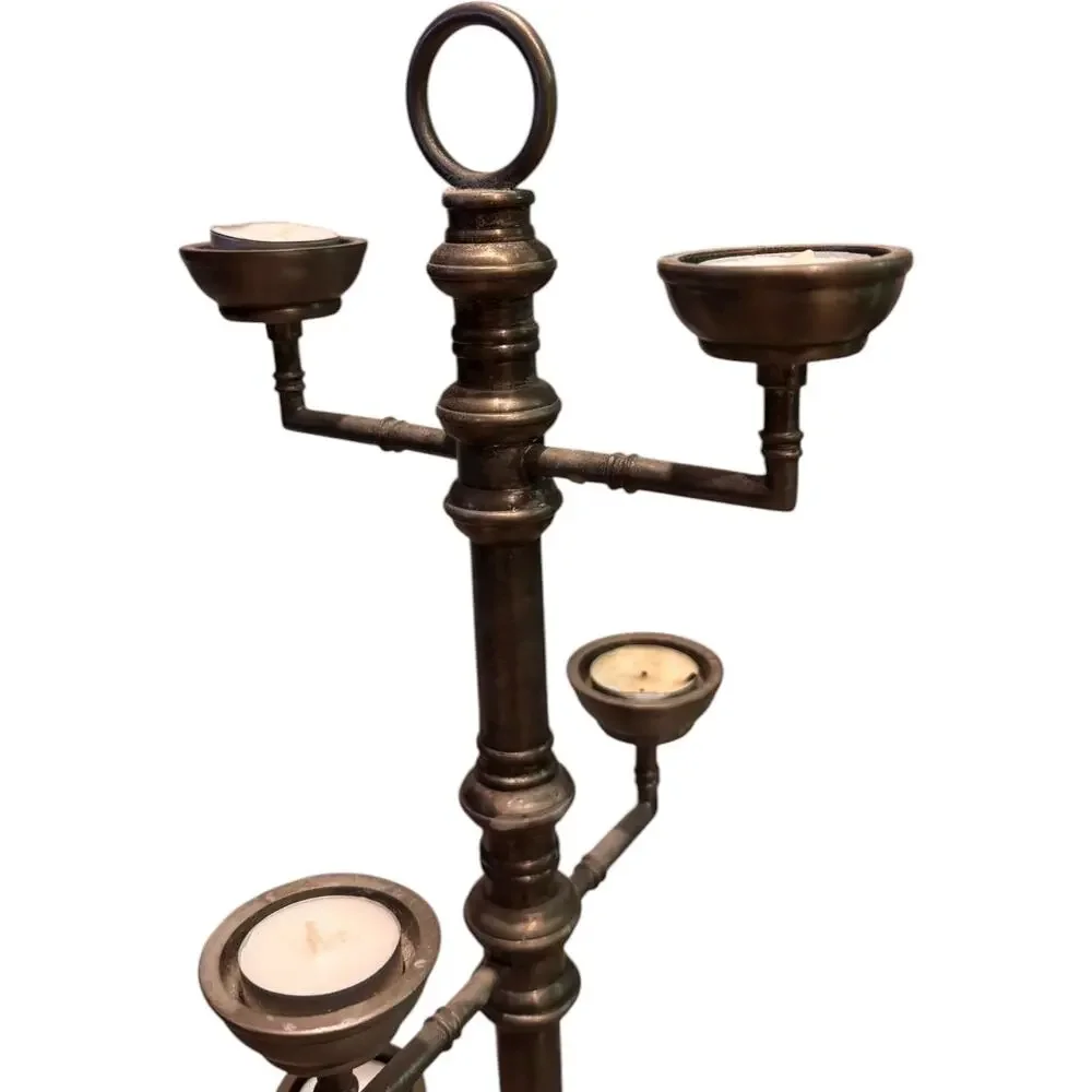 Vintage Style Pottery Barn Metal Candleholder Multi-Tier Candelabra Accent Decor